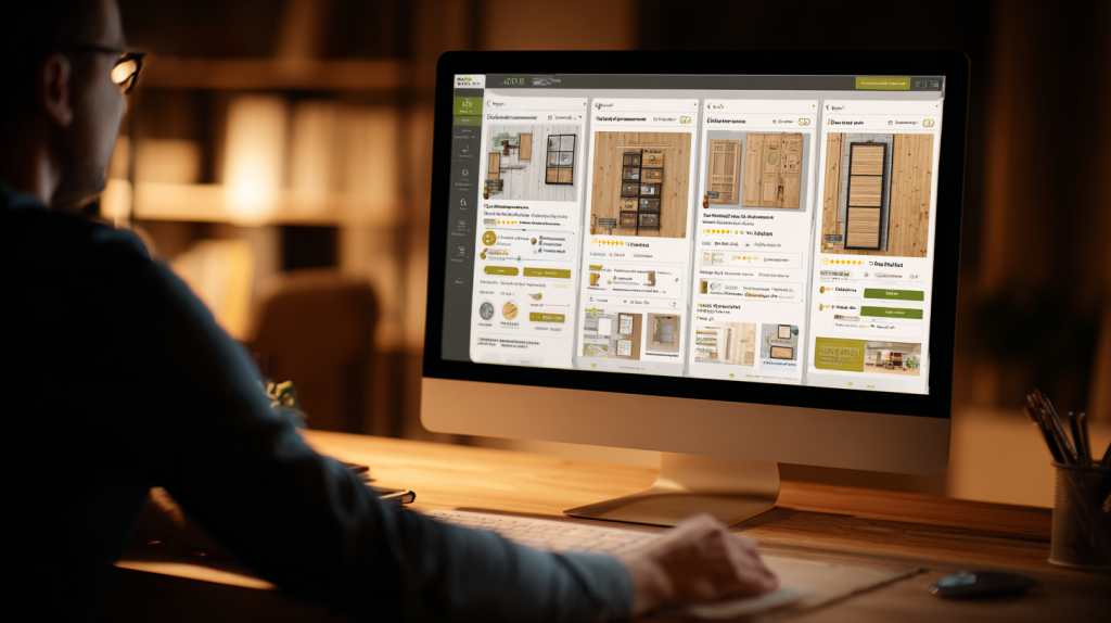 Computer screen comparing various woodworking plan websites with user-friendly layouts