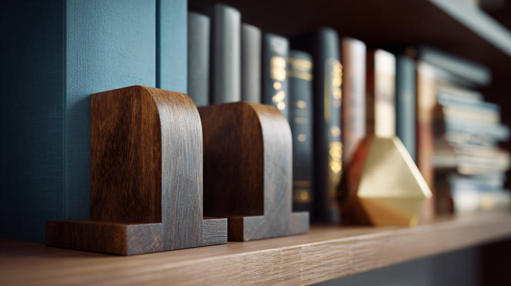 Handmade wooden bookends with a modern minimalist style
