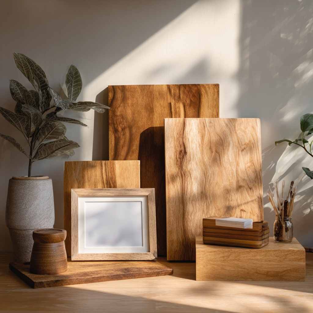 Easy beginner woodworking projects including a shelf, cutting board, and picture frame.