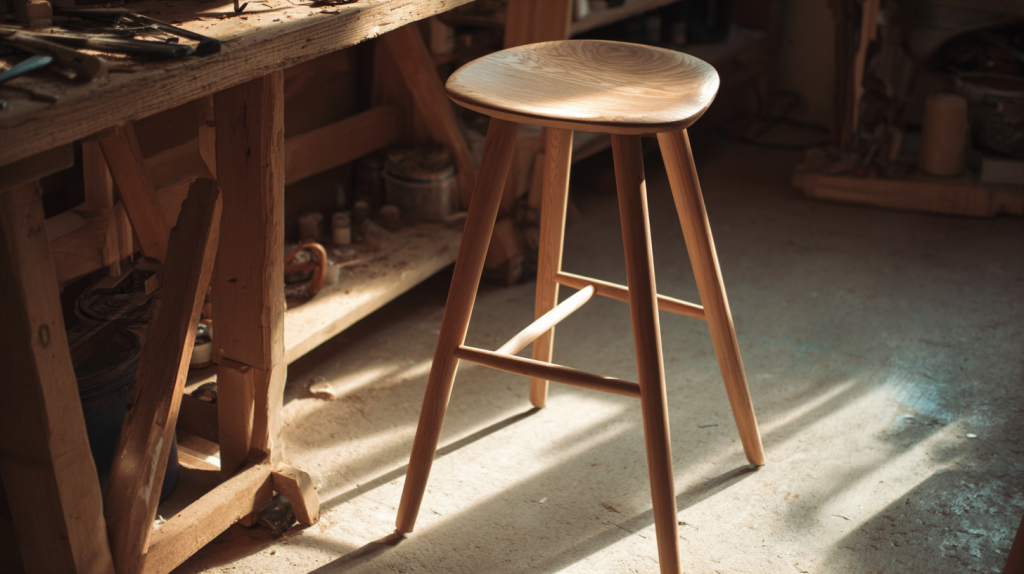Beginner-friendly handmade wooden stool with natural finish